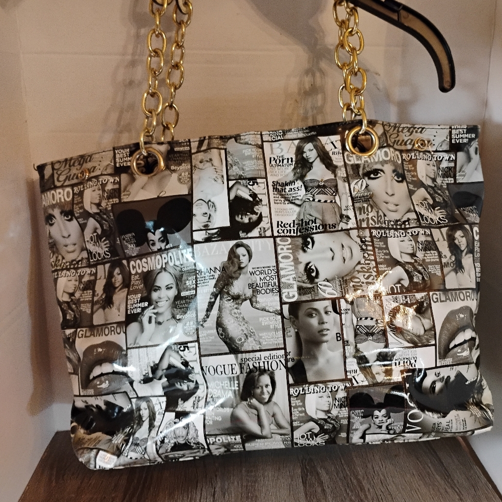 Celebrity Magazine Vinyl Shoulder Purse
